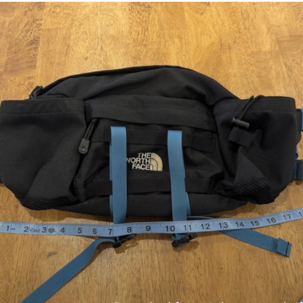 North Face Lumbar Blue Black Waist Sling Bag Fanny Pack Water Bottle Pockets - Picture 4 of 12